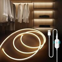 Bande lumineuse LED néon alimentée par batterie 5v, capteur de mouvement humain intelligent, flexible, alimentation USB, bande lumineuse LED néon