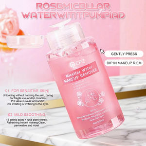 Eau démaquillante à la rose en marque propre avec tête de pompe Naturelle douce pour les peaux sensibles Eau micellaire à la rose - Product Image 3