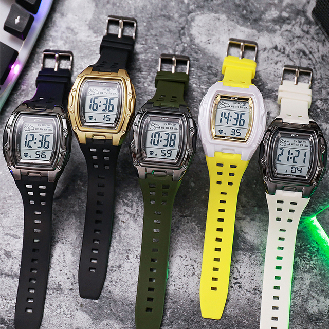 Luxury Tonneau-shaped 50m Waterproof Sport Digital Wrist Watches for Men Wholesale Relojes Hombre Digitales
