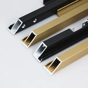 Italy Minimalist Stylish Black Gold Wardrobe Closet Glass Door Frame Aluminum Profiles Door Frame Ready In Stock