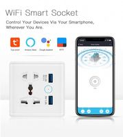 Enchufe Inteligente WiFi Tuya, Enchufe Universal para UE y Reino Unido, Carga Rápida 3.0, Puerto B, 16A, Compatible con Alexa y Google Home