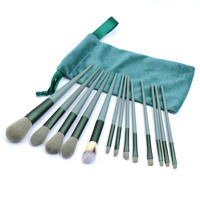 Vente en gros d'usine, ensemble de 13 pinceaux de maquillage professionnels, pinceaux plats et éventail, poils synthétiques, fard à paupières, brillant à lèvres, comprend un sac de rangement