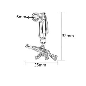 Mode couleur gemme balancent nombril anneau strass pistolet forme ventre anneau <span class=keywords><strong>faux</strong></span> <span class=keywords><strong>Piercing</strong></span> bijoux de corps - Product Image 3