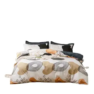 100% polyester Geometric duvet quilt cover Soft Breathable Reversible Comforter heart and circle Pillowcase Bedding Set