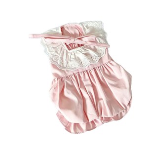 Lindo Vestido de Encaje Estilo Princesa Macaron para Gatos y Perros, Ropa Ligera de Verano para Mascotas, Rosa con Lazo - Product Image 5