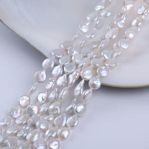 Vente en gros directe d'usine, collier rond en perles d'eau douce de 11-12 mm, perles semi-finies plates avec des perles naturelles en vrac - Product Image 3