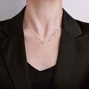 Collar de Plata de Ley S925 con Colgante de Moissanita Brillante y Cadena de Gotas, Venta al por Mayor de Fábrica - Product Image 3