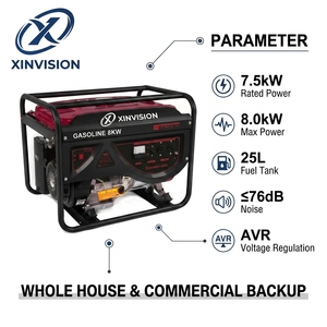 Générateur à essence 8,0 kW, moteur 7,5 kW 17 CV 192F 459 cm³, puissance de sortie 9,1 kW, 25 L, démarrage facile, générateur à essence avec AVR - Product Image 2