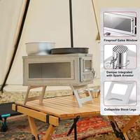 Kit de survie pliant de poêle de tente en titane Portable pour la randonnée Camping réchaud de tente de randonnée à dégagement rapide panneau brûlé en bois