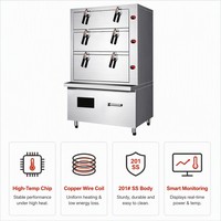 Armoire vapeur électrique commerciale à 3 niveaux 20 kW 380 V pour fruits de mer et aliments, idéale pour restaurants, hôtels, traiteurs et cuisines professionnelles