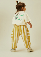 Ensemble de vêtements pour enfants 2 pièces, t-shirt ample en coton uni et pantalon harem rayé, vêtements d'été pour bébé