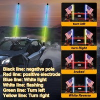 Antenas LED RGB para Buggy y ATV, Impermeables, de 2, 3, 4, 5 y 6 Pies, con Luces Intermitentes y de Freno
