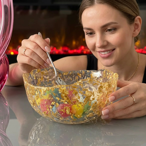 Bol à fruits en résine, fait main, classique, luxueux, sculpté à la main, écologique, durable, de qualité alimentaire, pour les fêtes, les salades, décoratif, empilable - Product Image 1