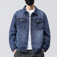 Blouson Bomber en Jean Rétro Noir de Qualité pour Homme, Col Montant, Coupe-Vent, Logo Frontal, Style Décontracté, Printemps Automne, Vêtement de Travail