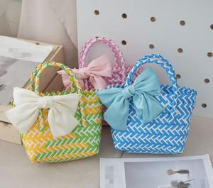New Fashion Colorful Travel Beach Bag Woven Handheld Handbag <strong>Small</strong> Vegetable <strong>Basket</strong> Tote Bag for Wedding Gift - Product Image 3