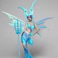 Tous les 5 costumes de danse de scène de sirène Gogo avec lumières LED, 100% polyester, pour tenues de bar sexy et Noël