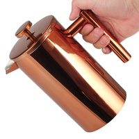 Cafetière à piston classique en cuivre 1000 ml en acier inoxydable résistant à la chaleur, accessoire à café moderne 34 oz
