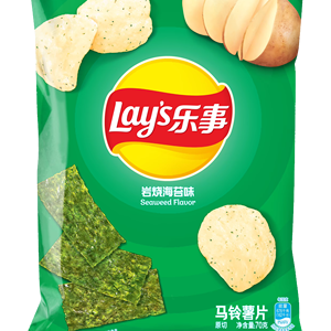 Chips de pommes de terre classiques Lays aux fruits et légumes cuites au four, saveur algues brûlées, 70g, en sachet, collation salée savoureuse semi-molle, best-seller - Product Image 2