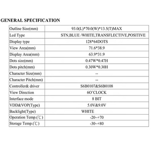 China Fuente de la fábrica 12864 cob lcd de matriz lcd stn pantalla gráfica lcm 128x64 cog verde mono pantalla - Product Image 5
