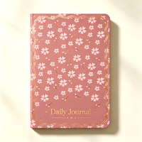 Carnet de notes quotidien A5 à couverture rigide, motif floral personnalisé, journal d'écriture, cadeau, papeterie