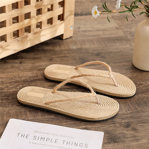 Sandalias Planas <span class=keywords><strong>de</strong></span> Imitación <span class=keywords><strong>de</strong></span> Paja para Mujer, Verano 2026, <span class=keywords><strong>Chanclas</strong></span> para <span class=keywords><strong>Playa</strong></span> y Exteriores, Pantuflas Cómodas para Dama - Product Image 1