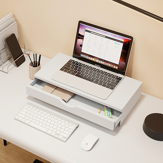 Metal Monitor Stand Desktop Organizer with Storage Drawer for Home Office Storage Computer Monitor Shelf for Office