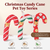 Jouet à mâcher pour chien en forme de canne à sucre de Noël, écologique et luxueux, peluche couineuse durable, personnalisation OEM ODM, directement de l'usine du fabricant