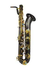 Saxofón barítono en Mi bemol, cuerpo niquelado negro, llaves lacadas en oro, latón, para interpretación profesional, marca Eastern Music. - Product Image 3