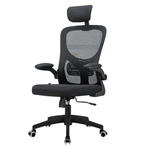 Chaise de bureau exécutive économique en tissu maillé noir, pivotante, ergonomique, avec accoudoirs réglables, pour ordinateur - Product Image 1