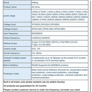 AC sürücü <span class=keywords><strong>220V</strong></span> 380V 0.75KW 1.5KW 2.2KKW 3.7KW 5.5KW 7.5KW 11KW RS485 değişken frekans sürücüsü 3 fazlı dönüştürücü frekans