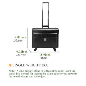 <span class=keywords><strong>Maleta</strong></span> de <span class=keywords><strong>piloto</strong></span> unisex de alta calidad al por mayor, bolsa de vuelo de cuero de negocios, maletín para portátil con 4 <span class=keywords><strong>ruedas</strong></span> giratorias, estuche de embarque OEM ODM - Product Image 2