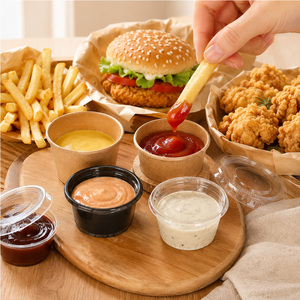 Wholesale Disposable Black PP Sauce <b>Cups</b> with PET Clear Lid 4oz Food Grade Condiment <b>Cups</b> <b>Custom</b> Logo Restaurant Takeaway - Product Image 4