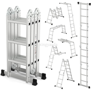 Échelle pliante télescopique robuste <span class=keywords><strong>4</strong></span>-en-1, capacité de charge 150 kg, acier inoxydable, 12 <span class=keywords><strong>marches</strong></span>, usage en appartement, design minimaliste, grande taille - Product Image 3