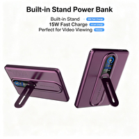 Batterie externe ultra-fine TFT à écran couleur 5000 mAh, charge rapide PD 22,5 W, chargeur portable en métal avec support et batterie Li-Polymère