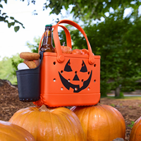 Individuell Bedruckte Halloween Totenkopf Spinnen EVA Strandtasche Wasserdicht Waschbar Große Kapazität Tasche