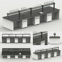 Banc central de laboratoire modulaire en acier avec armoires mobiles et options de plans de travail multiples pour laboratoire de recherche