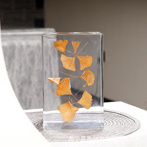 Adorno Decorativo Rectangular de Acrílico con Hojas de Ginkgo, Regalo Moderno de Lujo Ligero para el Hogar, Sala de Estar, Entrada - Product Image 1
