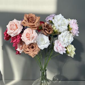 Bouquet de roses artificielles Jinxi à 3 têtes, fleurs en soie diamantées, décorations de mariage, décoration intérieure - Product Image 1