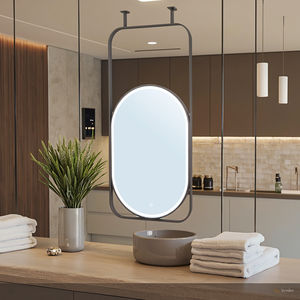 <span class=keywords><strong>Espejo</strong></span> de baño moderno para hotel, <span class=keywords><strong>espejo</strong></span> colgante ovalado luminoso táctil <span class=keywords><strong>giratorio</strong></span>, Material de vidrio, accesorio para inodoro y baño - Product Image 3