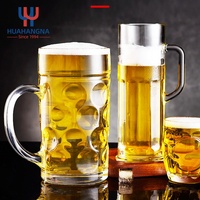 Chope à bière en verre alvéolé extra large de 1,3 litre avec poignée, compatible lave-vaisselle, personnalisable avec logo, pour cuisine, bar, terrasse