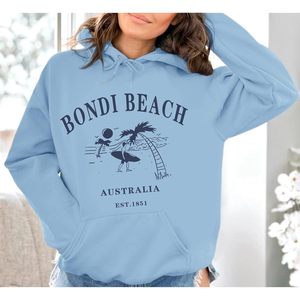 เสื้อฮู้ดโอเวอร์ไซส์ลายกราฟิกสำหรับผู้หญิง พิมพ์ลาย Bondi Beach เสื้อสเวตเชิ้ตลำลอง แขนยาว ผ้าถัก ระบายอากาศได้ดี สไตล์ออสเตรเลีย - Product Image 5