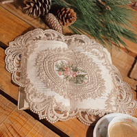 Napperon décoratif de Table à manger, 1 pièce, décoration artisanale avec broderie, Style européen, tissu de lin et dentelle, tapis isolant, dessous de plat Anti-brûlure