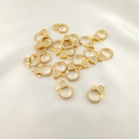 Fermoir mousqueton 20 mm pour collier, composants en laiton plaqué or 18 carats avec zircon, apprêts ronds pour la fabrication de bijoux