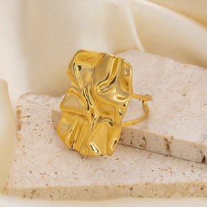 Plant Pattern Stainless Steel <b>Ring</b> 18K Gold Plated Women's Party Jewelry - Product Image 4