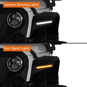 Élargisseurs d'ailes avant plats de 7 pouces avec lumières LED pour <span class=keywords><strong>Jeep</strong></span> <span class=keywords><strong>JK</strong></span> 2007-2018 2/4 portes, 2 pièces en acier avec clignotants - Product Image 6