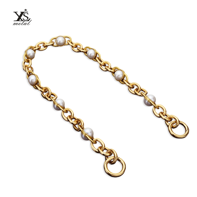 High Quality Metal Bag Chain Vintage Geometric Design Pearl Extended Chain for Handbag DIY Accessories
