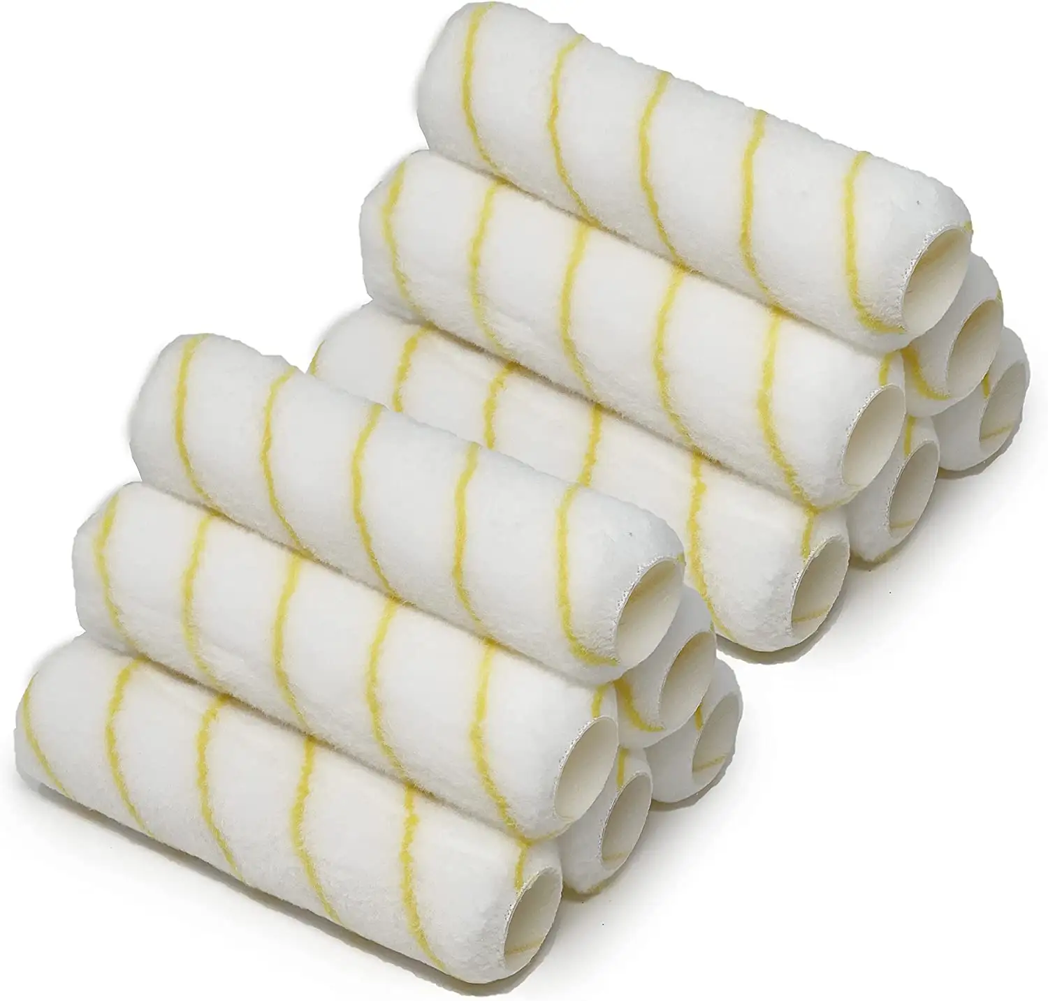 9 polegadas Yellow Strip Poliéster Roller Cover Paint Rollers