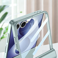 Étui de téléphone en cuir PU antichoc pour Z Flip 8 avec anneau de maintien et support de téléphone en verre trempé