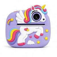 Appareil photo instantané pour enfants, design mignon dinosaure licorne, mini imprimante photo thermique, 200 DPI, écran IPS 2,4'', double caméra, à partir de 10 ans