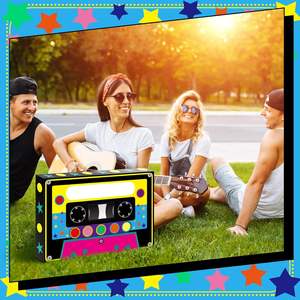 กล่องใส่ของชำร่วยสำหรับปาร์ตี้80S 90s กล่องเก็บของขนาดใหญ่สำหรับปาร์ตี้ย้อนยุค1980S 1990S อุปกรณ์ปาร์ตี้วันเกิดนีออน<span class=keywords><strong>เพลง</strong></span> - Product Image 6